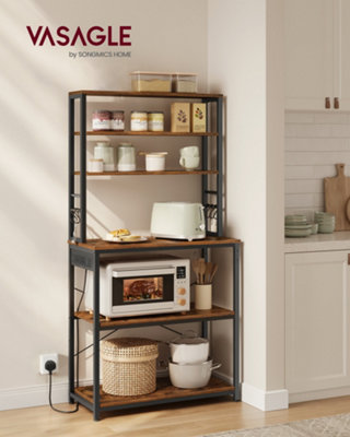 Baker's Rack with Power Outlet, Coffee Bar for Kitchen with Storage, 6 ...