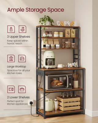 Baker's Rack with Power Outlet, Coffee Bar for Kitchen with Storage, 6 ...