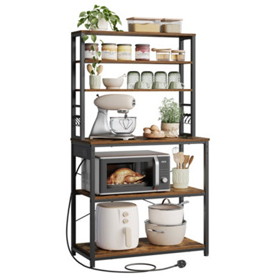 Baker's Rack with Power Outlet, Coffee Bar for Kitchen with Storage, 6 ...