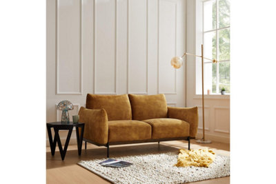 Bakerloo 2 Seater Velvet Sofa, Gold Velvet