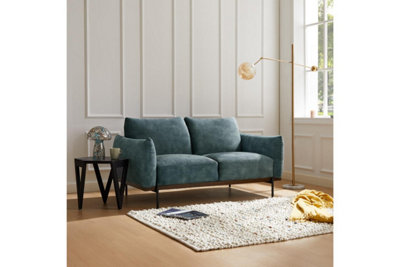 Bakerloo 2 Seater Velvet Sofa, Petrol Blue Velvet