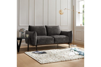 Bakerloo 2 Seater Velvet Sofa, Steel Grey Velvet