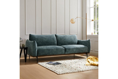 Bakerloo 3 Seater Velvet Sofa, Petrol Blue Velvet