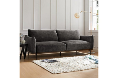 Bakerloo 3 Seater Velvet Sofa, Steel Grey Velvet