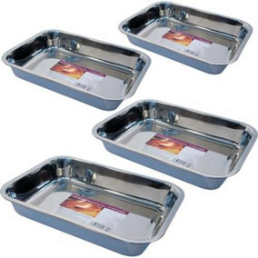 Baking Tray Stainless Steel Deep Roasting Oven Pan Grill Bake Cook Dish New (30CM)