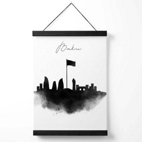 Baku Watercolour Skyline City Medium Poster with Black Hanger