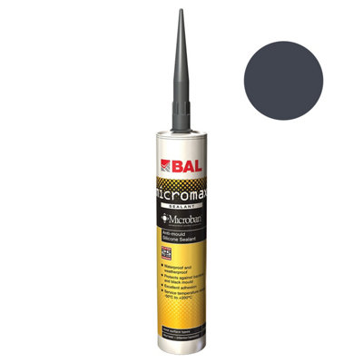 BAL Micromax Sealant, Anthracite Anti-mould Silicone, 310ml