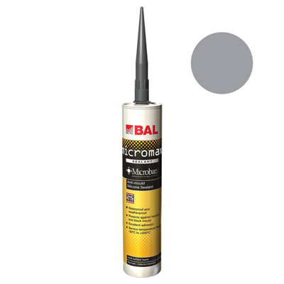 BAL Micromax Sealant, Smoke Grey Anti-mould Silicone, 310ml