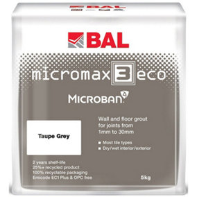 BAL Micromax3 ECO Antimicrobial Wall & Floor Taupe Grey Grout, 5kg