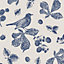 Balckberry Bird Floral Creme Wallpaper