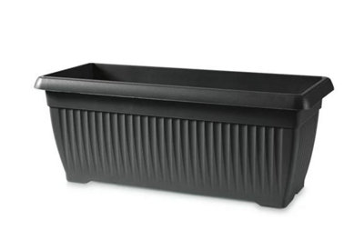 Balcony box Trough Plant Pot Plastic Bel Garden Patio Planter Anthracite 60cm