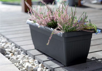 Balcony box Trough Plant Pot Plastic Bel Garden Patio Planter Anthracite 70cm