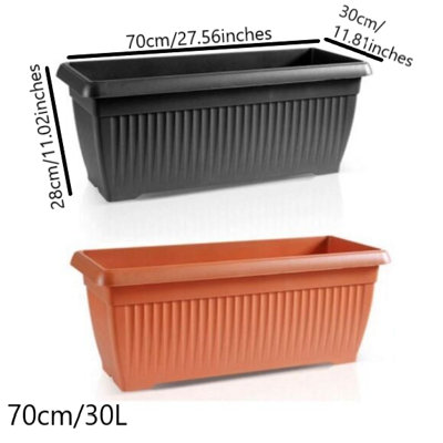 Balcony box Trough Plant Pot Plastic Bel Garden Patio Planter Anthracite 70cm