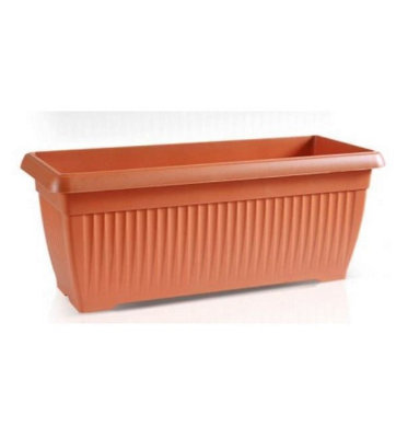 Balcony box Trough Plant Pot Plastic Bel Garden Patio Planter Terracotta 60cm