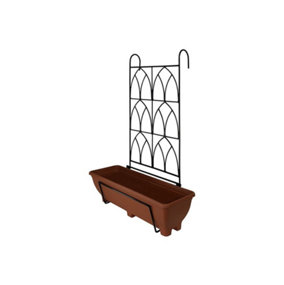 Balcony/Fence Holder - Decorative Trellis Back Planter Holder - Teracotta