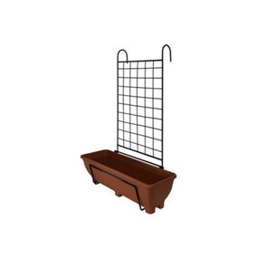 Balcony/Fence Holder - Plain Trellis Back Planter Holder - Terracotta