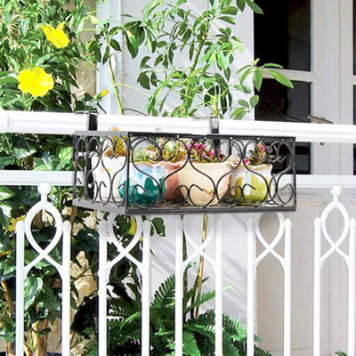 Balcony Hanging Railing Multi-plant Flower Pot Rack 30cm W x 20cm D x ...