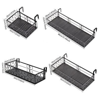 Balcony Hanging Railing Multi-plant Flower Pot Rack 30cm W x 20cm D x ...
