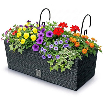 Balcony Planter for Railing 39.5cm Ribbed Over Fence Hanging