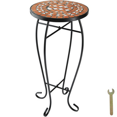 Balcony table with mosaic pattern (30x30x61.5cm) 30 cm- terracotta