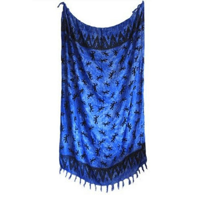 Bali Gecko Blue Rayon Sarongs & Scarves - Lightweight, Stylish, Versatile
