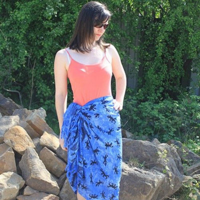 Bali Gecko Blue Rayon Sarongs & Scarves - Lightweight, Stylish, Versatile