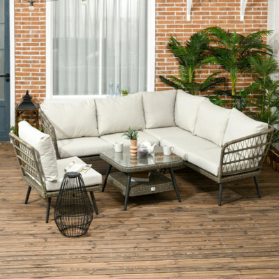 Bali Rattan Wicker Corner Sofa DIY at B Q