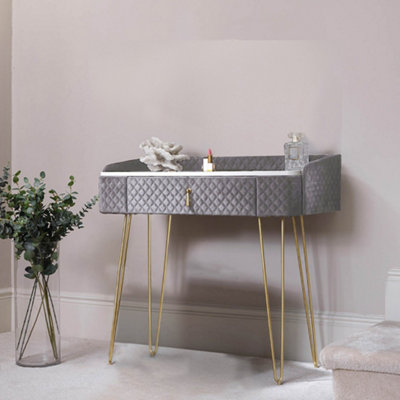 Bali Sunset Dove Grey Velvet Dressing Table