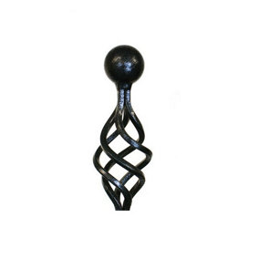 Ball and Cage Top - Decorative Top for Garden Plant Support - Solid Steel - Black