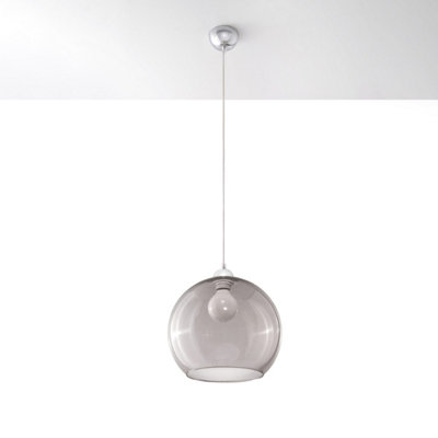 Ball Glass & Steel Black 1 Light Classic Pendant Ceiling Light