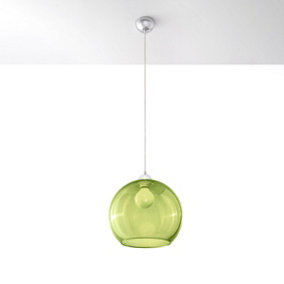 Ball Glass & Steel Green 1 Light Classic Pendant Ceiling Light