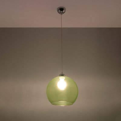 Ball Glass & Steel Green 1 Light Classic Pendant Ceiling Light