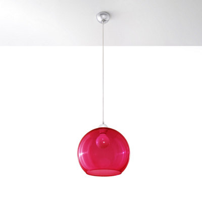 Ball Glass & Steel Red 1 Light Classic Pendant Ceiling Light