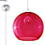 Ball Glass & Steel Red 1 Light Classic Pendant Ceiling Light