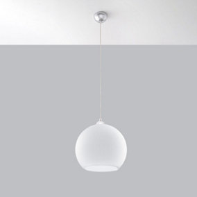 Ball Glass & Steel White 1 Light Classic Pendant Ceiling Light
