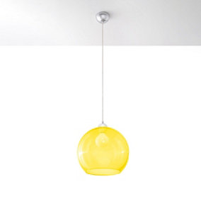 Ball Glass & Steel Yellow 1 Light Classic Pendant Ceiling Light