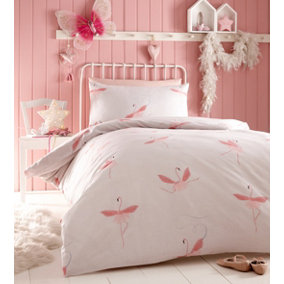 Ballerina Flamingo Double Duvet Cover and Pillowcases Set