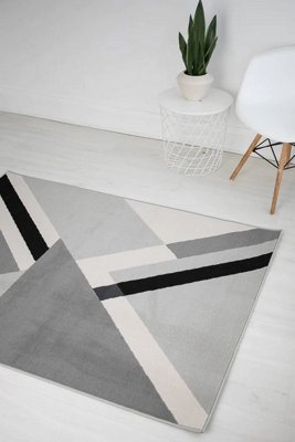 Balletto Rug 186B Grey/Black Home Décor