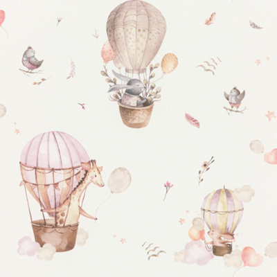 Balloon Adventure Wallpaper Pale Pink