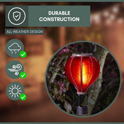 Balloon Fiesta Realistic Flaming Effect Solar Powered Hot Air Balloon Hanging Lantern - 6