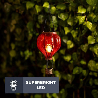 Balloon Fiesta Realistic Flaming Effect Solar Powered Hot Air Balloon Hanging Lantern - 8