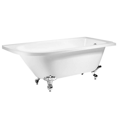 Balmoral 1700mm Freestanding Right Hand Shower Bath with White Claw & Ball Feet