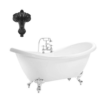 Balmoral 1750mm Double Ended Slipper Bath with Black Claw & Ball Feet