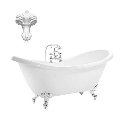 Balmoral 1750mm Double Ended Slipper Bath with White Claw & Ball Feet