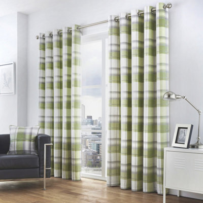 Balmoral Check Country Checked Pattern Pair of Eyelet Curtains