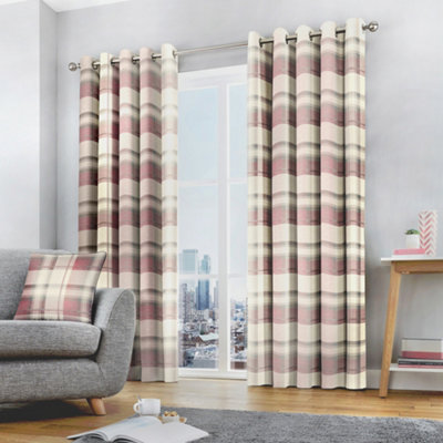 Balmoral Check Country Checked Pattern Pair of Eyelet Curtains