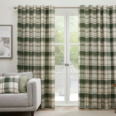 Balmoral Check Country Checked Pattern Pair of Eyelet Curtains