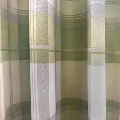 Balmoral Check Country Checked Pattern Pair of Green Eyelet Curtains