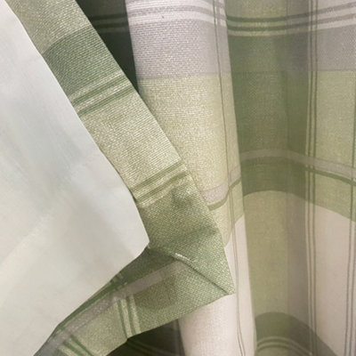 Balmoral Check Country Checked Pattern Pair of Green Eyelet Curtains