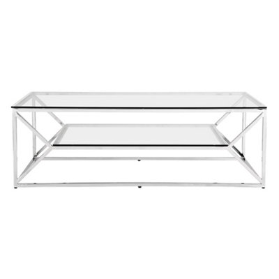 Balnain Clear Glass Coffee Table With Chrome Frame